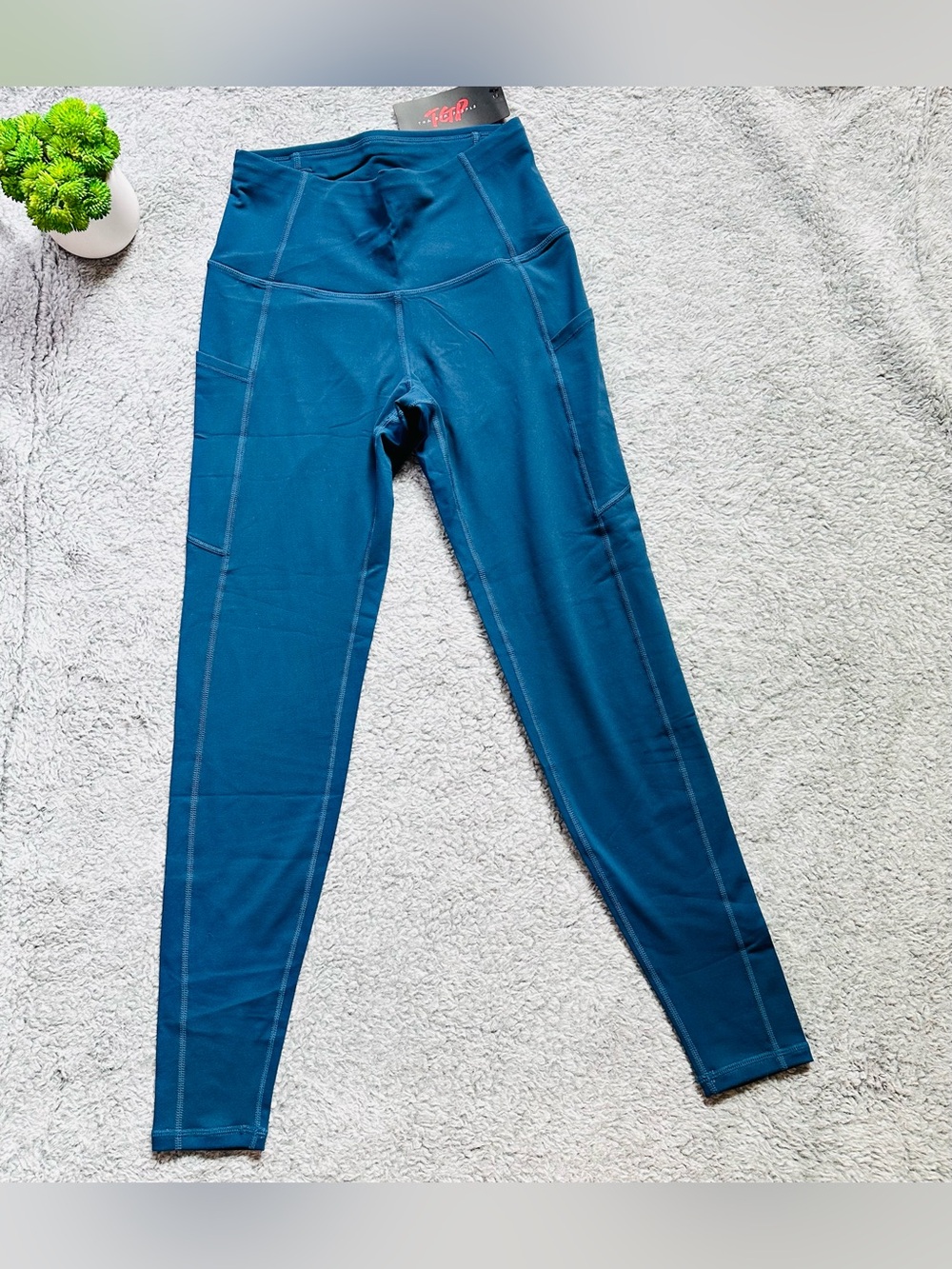💙 The Gym People High Rise Pocket Leggings Teal Blue Athletic Yoga Size S NWT